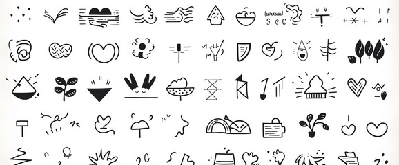 Collection of Line Art Icons with Various Themes