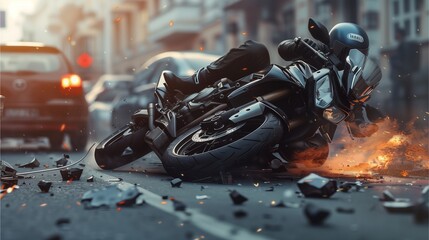 road accident from a motorcycle
