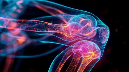 3D X-ray illustration showing arthritis pain in the knee joint.