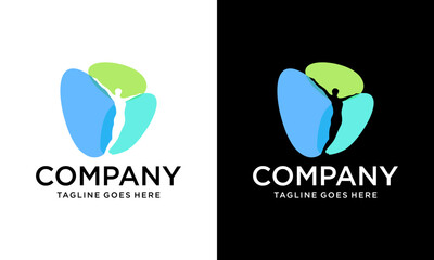 Creative human health care logo, physiotherapy logo, human jump logo, p Letter logo