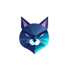 Fototapeta premium Geometric Cat Head with Blue Gradient, Modern and Stylish Feline Illustration Perfect for Contemporary and Trendy Designs