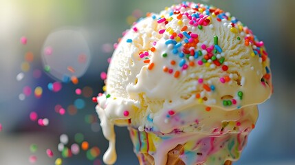 Naklejka premium A colorful summer treat in melting ice cream