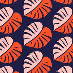 Seamless repeating pattern with monstera leaves