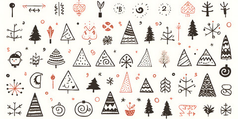 Black and White Christmas Trees with Minimalist Design