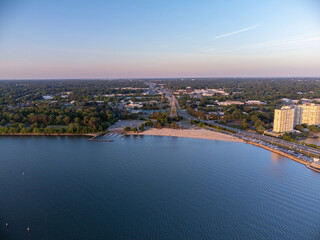 Obraz na płótnie Canvas Newport News, Virginia, USA, Aerial photo of Huntington Beach at sunset
