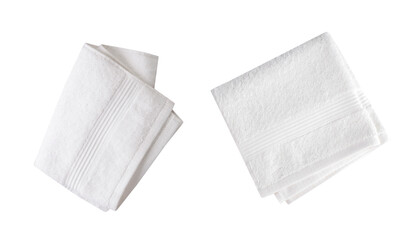 White face fluffy folded isolated on white.Body care items.