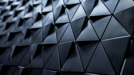 Stylish black triangular tiles creating a modern wall design