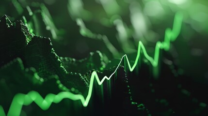 Green financial chart with upward trend for business or finance themed designs