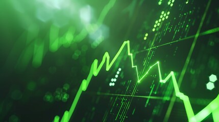 Green financial chart with upward trend for business or finance themed designs