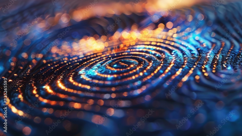 Poster detailed view of a fingerprint being scanned on a computer screen, capturing the unique patterns and