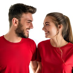 Fototapeta premium portrait of a couple wearing red clothes