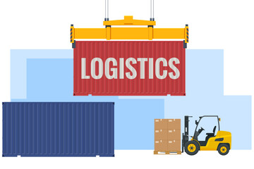 Ship delivery, sea logistics. warehouse, cargo, courier. argo containers with import and export. Logistics.