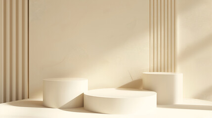 Fototapeta premium beige podium on background elegant podium for product cosmetic presentation simple mock up pedestal or platform for beauty products file 3d rendering