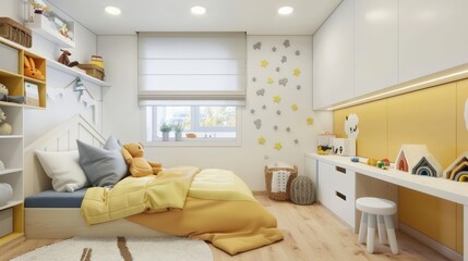 Nordic Style Bedroom with Climbing Wall