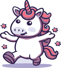 Obraz premium Cartoon unicorn with a rainbow in the background