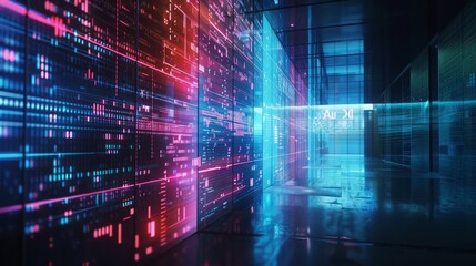 digital hologram wall with copy space 