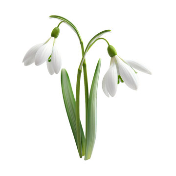 Snowdrop, transparent background, isolated image, generative AI
