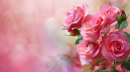 Obraz premium Beautiful and Fresh Bunch of Pink Rose Flower with Shades