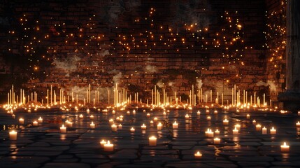 Obraz premium Illuminated Glow: A Gathering of Lit Candles