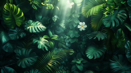 Background Tropical. The vibrant chorus of the rainforest fills the air, a symphony of chirps, trills, and calls that speaks of the teeming life hidden within its depths.
