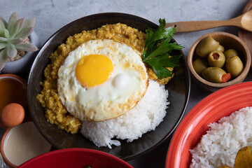 Quinua quinoa stew with cheese and fried egg peru peruvian andean food