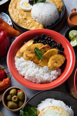 Buffet table full of lunch assorted dishes Peru Peruvian food