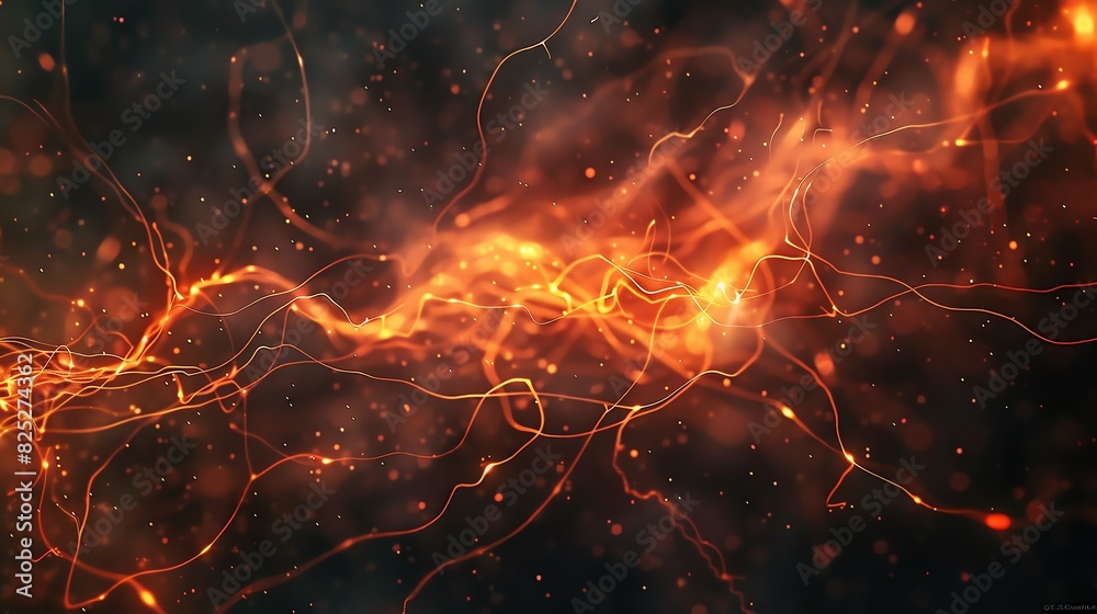 Poster abstract fiery lines and particles against a dark background, creating a dynamic and energetic visua