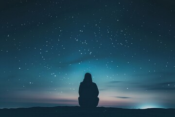 A person stargazing on a clear night - astronomy, relaxation, curiosity