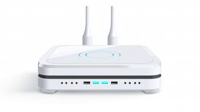 High speed wireless router with two antennas isolated on white - modern connectivity solutions