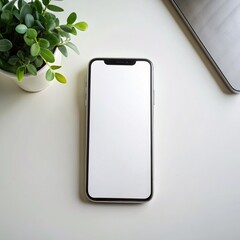 phone with green leaves