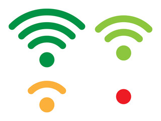 Set of vector Wi-Fi icon for communication, telecommunication. Communication wireless signal level wifi. Clipart illustration. Mobile bar status.
