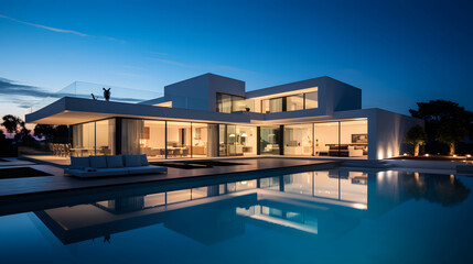 Luxury Modern Home Exterior with Pool