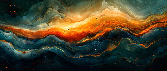 8k wallpaper Colorful fractal art with water, fire, and smoke in an abstract background, earth wind elements effect walldrop