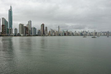 Fototapeta premium panoramic of Balneario Camboriu, cityscape and sea. Santa Catarina, Brazil