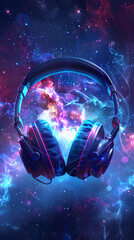  headphones  cosmic background