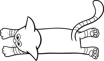 lying cartoon cat or kitten animal character coloring page