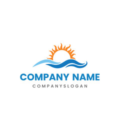 Sea sun logo design, vector logo design, illustration 