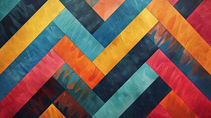 Geometric background featuring dynamic, zigzag patterns in vibrant colors, bold and energetic