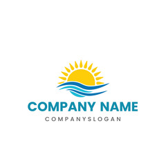 Sea sun logo design, vector logo design, illustration 