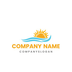 Fototapeta premium Sea sun logo design, vector logo design, illustration 