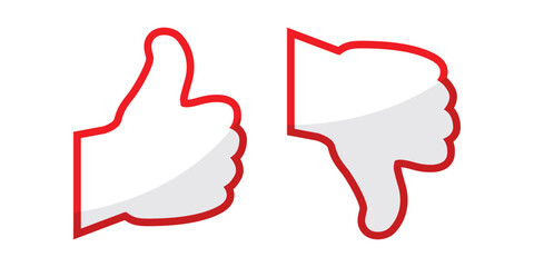 Like and Dislike vector flat Icons. Thumb up and thumb down sign. Up and down index finger sign. 