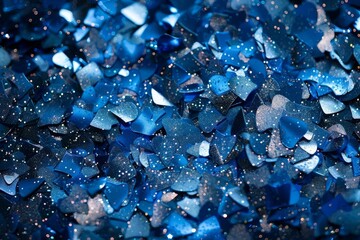 Blue Glitter Confetti Shaped Design in Abstract Pattern