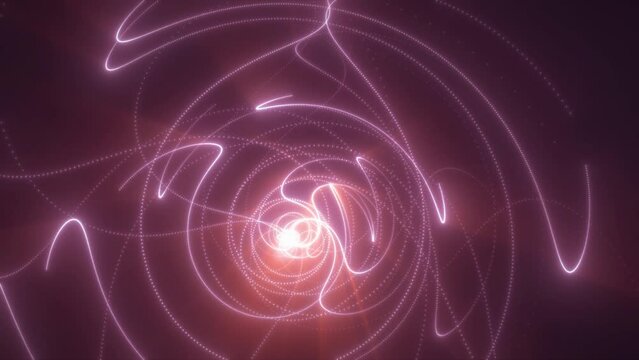 Electrical flashes around an atom, showing energy and electricity within a force field, fibre optic computer network in a 4096 animation