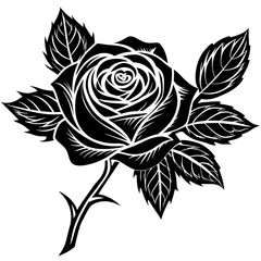 rose-linocut-with-branch-white-background