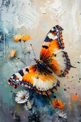 
Oil paint art of an elegant butterfly