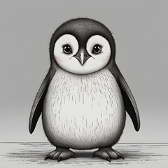 A playful and adorable kawaii penguin waddling on a white background 20