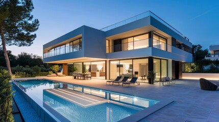 Fototapeta premium A luxurious modern villa equipped with a state-of-the-art smart house system.