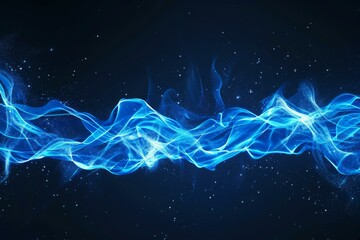 Abstract Blue Light Wave on Dark Background