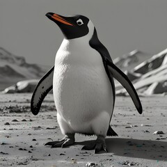 A playful and adorable kawaii penguin waddling on a white background 8