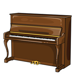 brown upright piano with lid open